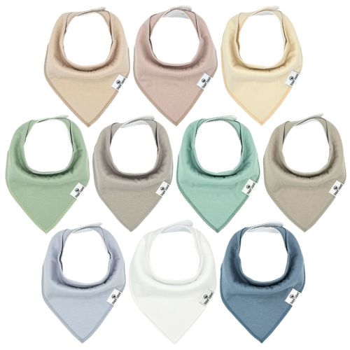 Diaper Squad Muted 10-Pack Organic Baby Bandana Drool Bibs - Baby Bibs for Girls, Boy, Unisex Soft Cotton Teething Bandana Bibs