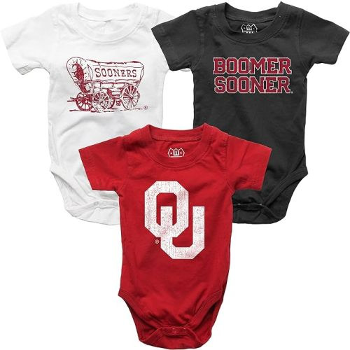 Wes and Willy Baby College Team 3 Pack of Cotton Rompers
