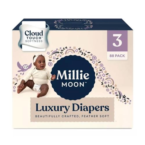 Millie'e Moon Luxury Disposable Diapers, Size 3~88 Count
