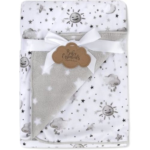 Sherpa Fleece Baby Blankets for Boys and Girls – Colorful, Reversible Baby Blankets for Newborns, Infants, Toddlers, and Nursery (Sunny & Starry Skies)
