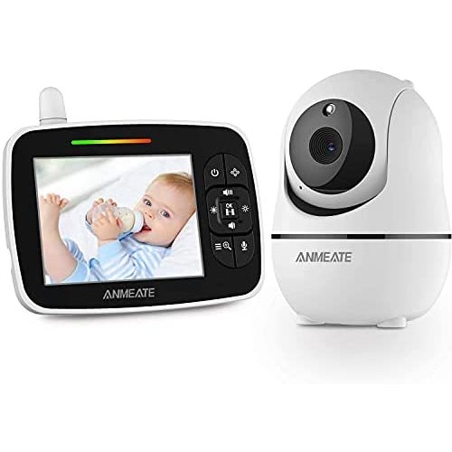 Baby Monitor with Remote Pan-Tilt-Zoom Camera, 3.5” Large Display Video Baby Monitor with Camera and Audio |Infrared Night Vision |Two Way Talk | Room Temperature| Lullabies and 960ft Range