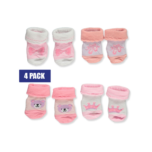 Piper & Jax Baby Girls' 4-Pack Ballet Booties - multi, 0 - 12 months