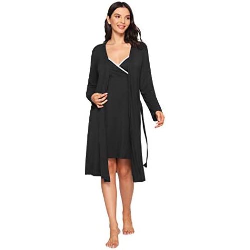 Latuza Women's Viscose Nursing Nightgown and Robe Set