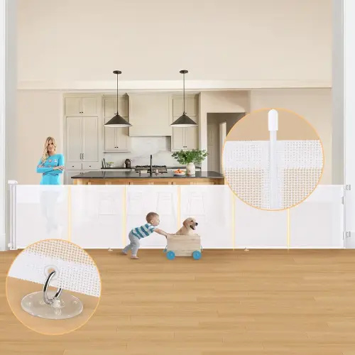 Retractable Baby Gates Extra Wide 160'' Tall 35'' Retractable Dog Gate for Doorways, Upgraded Reinforcement Strip Design Retractable Gate for Stairs, Retractable Pet Gate for Dog, Indoor&Outdoor