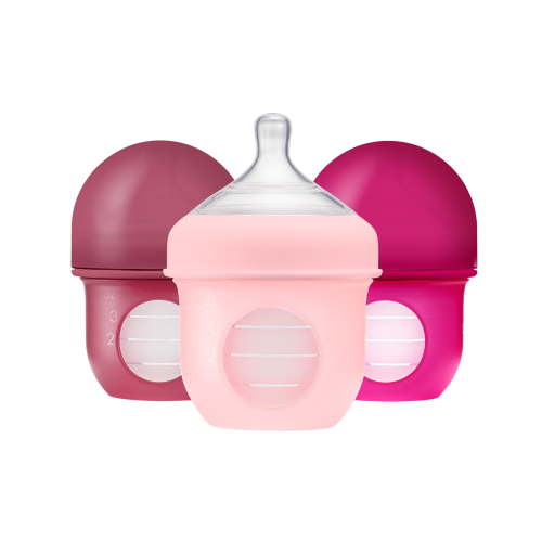 Nursh Silicone Pouch Baby Bottles - Pink - 4 fl oz/3pk