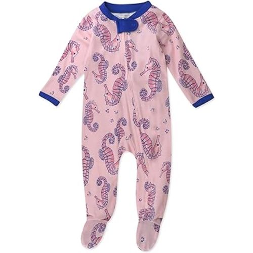 HonestBaby Sleep and Play Footed Pajamas One-Piece Sleeper Jumpsuit Zip-Front Pjs 100% Organic Cotton for Baby Girls