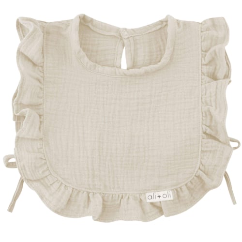 Ali+Oli Muslin Cotton Ruffle Baby Bib (Sand)