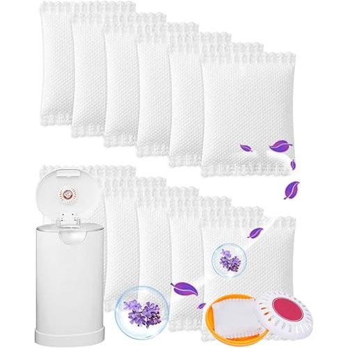 Diaper Pail Deodorizer Puck Compatible with Munchkin Arm and Hammer Diaper Pail, Lavender Scented Diaper Pail Odor Eliminator for Munchkin Nursery Fresheners, 2 inch, 12 Pack
