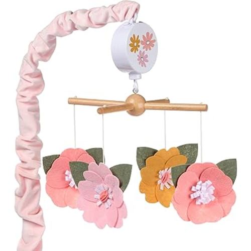 Lambs & Ivy Little Garden Felt Flowers Musical Baby Crib Mobile Soother Toy