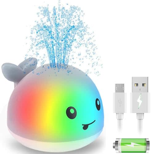 ZHENDUO Rechargeable Light Up Bath Toys, Spray Water Bathtub Toys for Toddlers & Kids, Pool & Bathroom Toy - Baby Toys