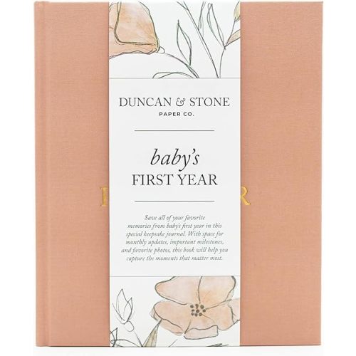 Baby First Year Book (Dusty Rose, 112 Pages) - Memory & Milestone Baby's First Year Photo Album from Pregnancy to First Year – Baby Book Keepsake Gift