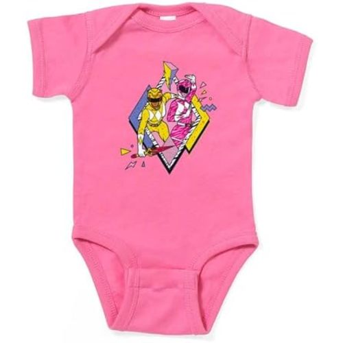 CafePress Power Rangers Yellow Ranger and Pink Cute Infant Bodysuit Baby Romper Dark