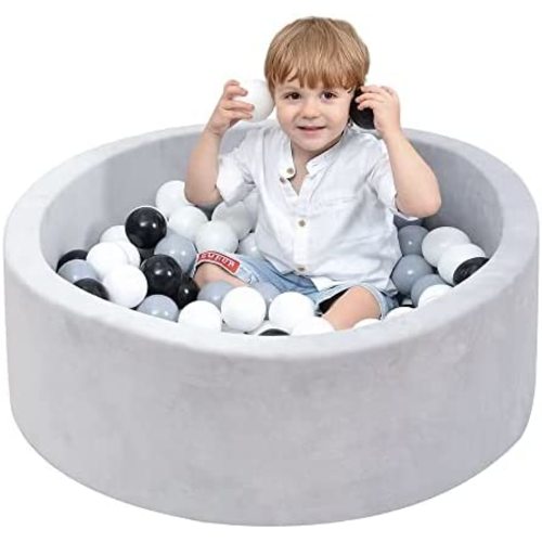 Avazera Foam Ball Pit, Kiddie Memory Ball Pits for Toddlers Kids Babies Ball Playpen Soft Round Ball Pit 35.4” x 11.8” Ideal Gift for Baby, Balls not Included (Grey)