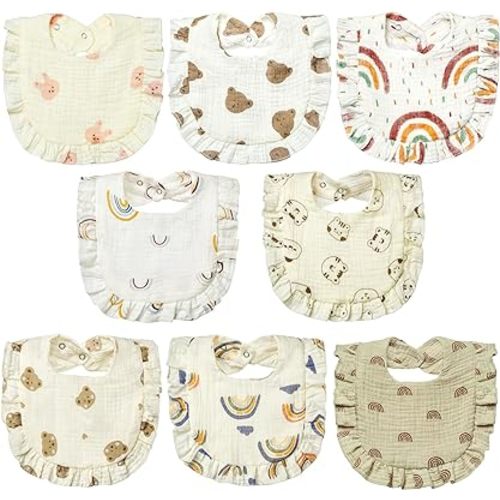 Lictin Muslin Baby Drool Bibs - 8 Pack Baby Bandana Drool Bibs Cotton Unisex