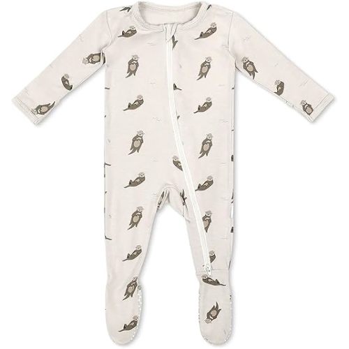 Soft Baby Bamboo Viscose Footie Pajamas, Zipper Closure, 0-24 Months