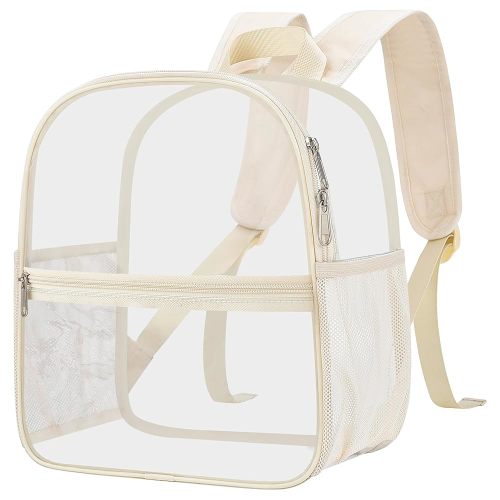 Oraben Clear Backpack for Stadium Events Clear Stadium Backpack 12x6x12 Bag (Enhanced Strap, Creamy)