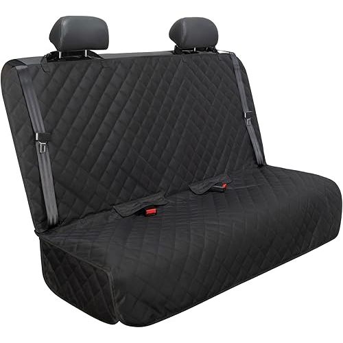 Bench Car Seat Cover Protector - Waterproof, Heavy-Duty and Nonslip Pet Car Seat Cover for Dogs with Universal Size Fits for Vehicles, Trucks & SUVs(Black)
