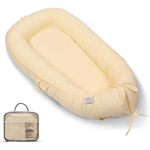 EAQ Baby Lounger, Snuggle Me Lounger, Portable Baby Nest Breathable & Soft, 100% Cotton Baby Lounger Pillow, Safe Baby Bassinet for Co-Sleeping, Nursery, Travel, Playtime