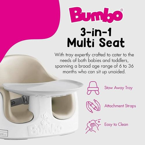 Bumbo 3-in-1 Baby Multi Seat Booster with Feeding Tray, 6-36 Months Old, Taupe