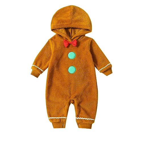 Ayalinggo Newborn Gingerbread Costume Toddler Baby Ginger Bread Outfit Christmas Onesie Footies Romper Long Sleeve Jumpsuit