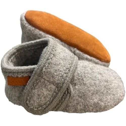 Wool Booties Slippers for Boys Girls Unisex Toddler Baby Infant Child with Leather Sole