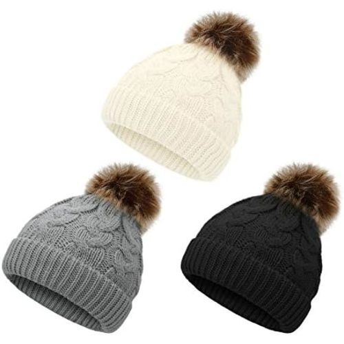 Durio Baby Girl Winter Hat Pom Poms Baby Beanies Infant Winter Hat Warm Newborn Hats for Girls Boys Knit Soft Baby Girl Hats