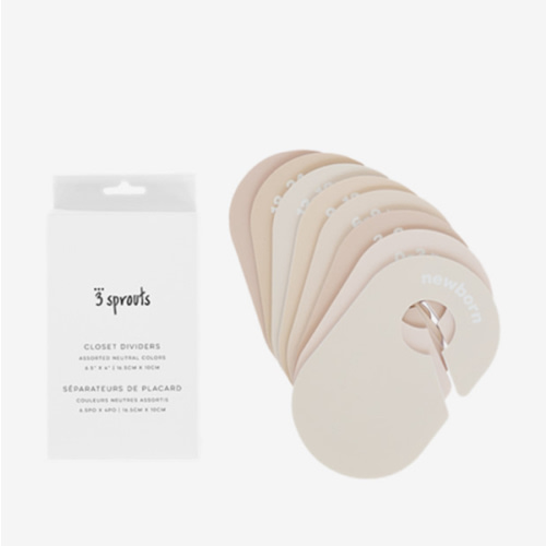 3 Sprouts Baby Closet Dividers Set of 8 - Toddler Clothes Organizer Hanger, Double-Sided Size Labels - Nursery Organization for Newborn Clothing, Infant, Boy & Girl - Neutral