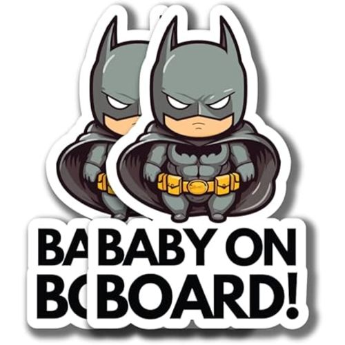 Baby on Board Stickers | Kids in Car Pack of 2 stickers (Bat Baby 01)