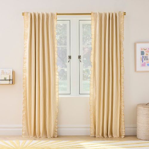SIZE: 48X84, COLOR: Sunshine Yellow, SET OF 2 | Pinstripe Ruffle Curtain