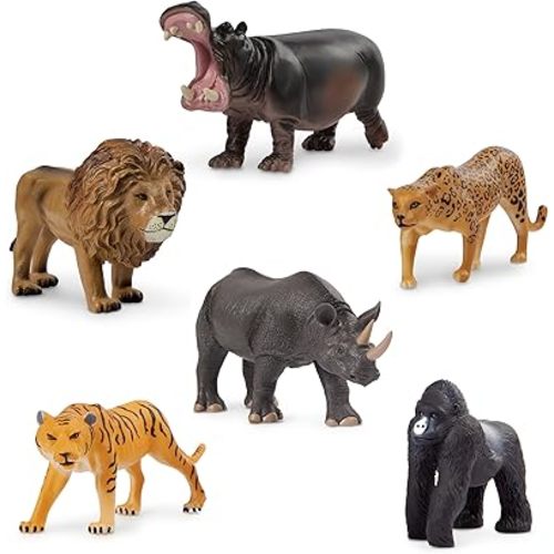 Terra by Battat – Wild Life Set – Realistic Animal Toy Figures with Tiger and Lion Toys for Kids 3+ (6 pc) , Black