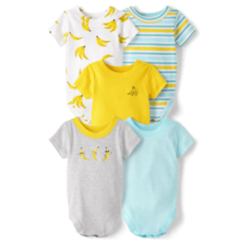 Baby Boys Banana Bodysuit 5-Pack - Golden rays