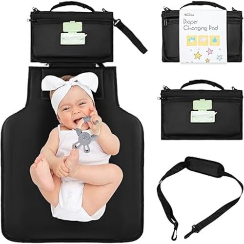 Portable Changing Pad, Waterproof Baby Diaper Mat, Foldable Travel Changing Pad With Wipes Pocket for Baby Shower