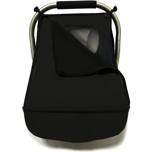 3-in-1 Car-Seat Canopy Cover - Protective Carseat Sun Shade Canopy with Privacy Shade Canopies Covers for Boys Girls,Inner Bug Nets for Newborn Infant Protect Baby from Mosquito & Insect (Black)