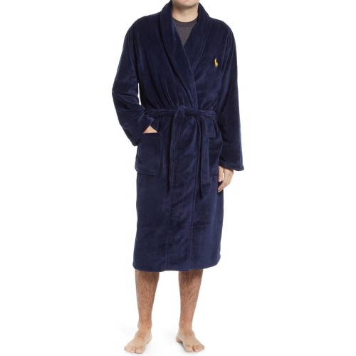 Polo Ralph Lauren Microfiber Men's Robe, Large/X-Large, Cruise Navy