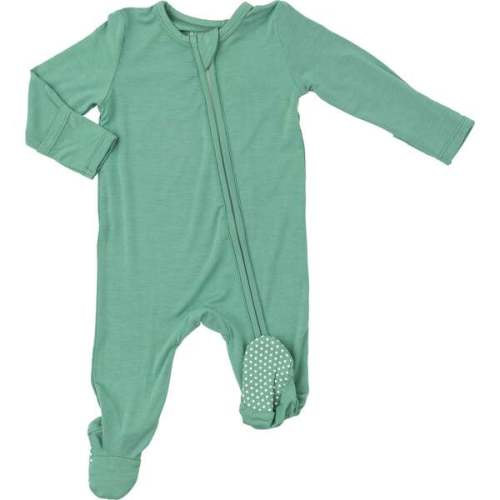 Malachite Green Solid 2-Way Zipper Footie, Green