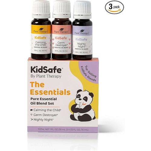 Plant Therapy KidSafe The Essentials Blend Set 100% Pure, Undiluted, Therapeutic Grade, KidSafe Essential Oils for Calming, Sleep, and Immune Support, 10 ml (1/3 oz) Each - The Essentials KidSafe Set - 0.33 Fl Oz (Pack of 3)