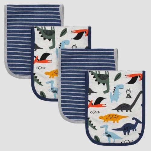 Gerber Baby Boys' 4pk Bear Interlock and Terry Burp Cloth Set - Gray