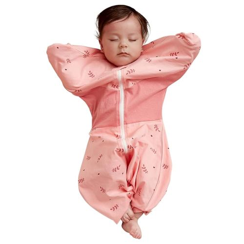 GROWNSY Transitional Swaddle Sleep Sack 3-6 Months, 100% Cotton Starfish Design Baby Swaddle Sack, Dual-Zipper for Easy Diaper Changes, Proper Hip Development & Openable Foot Button, 12-20lbs, Pink