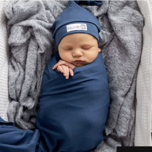 Evie Stretch Jersey Swaddle Steel Blue