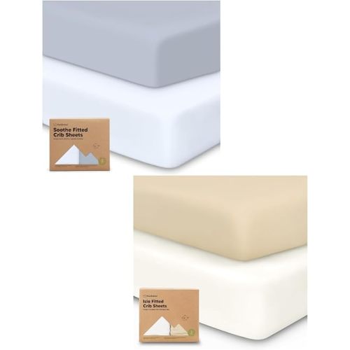 Keababies 2-Pack Crib Sheets and 2-Pack Crib Sheets for Boys, Girls - Soft & Breathable Crib Sheets for Boys and Girls - Fitted Baby Crib Sheets for Toddlers