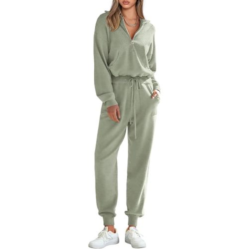 PRETTYGARDEN Women's 2 Piece Sweater Set Pullover Zip Up Sweatshirt Jogger Sweatpants Tracksuit Casual Outfit