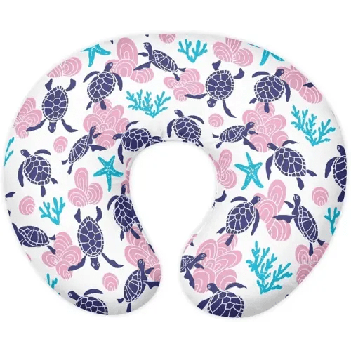 Nursing Pillow Cover for Newborn Infant, Turtle Starfish Print Soft Breathable Baby Nursing Pillow Cover Lightweight Stretch Breastfeeding Pillow Slipcover Cover