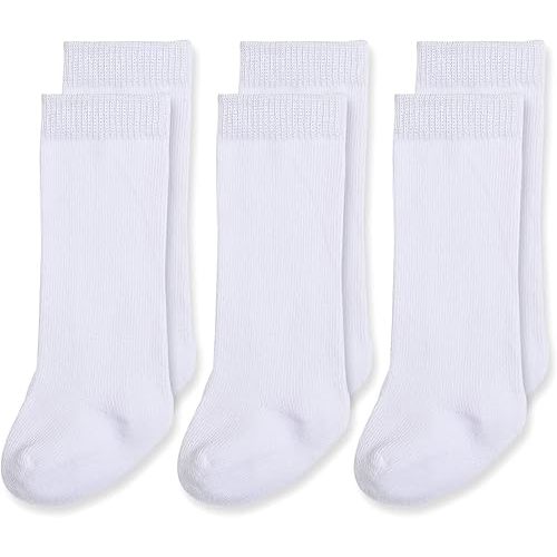 EPEIUS Baby Knee High Socks Seamless Baby Socks Solid Cotton Stockings for Boys/Girls 0-3/3-6/6-12/12-24 Months 3 Pack