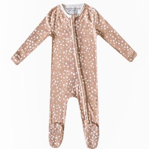 Copper Pearl Zip-Up Footie Baby Pajamas: Ultra-Soft Boys Pajamas and Girls Pajamas, Premium Knit Fabric in Stylish Prints, Tag-Free with Two-Way Zipper, Sized Newborn to 24 Months, Fawn