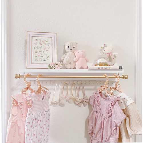 Headband and Bow Holder Shelf with Rod and Hooks, Baby Girl Nursery Decor, Baby Girl Shower Gift, Headband Holder, Jewelry Organizer