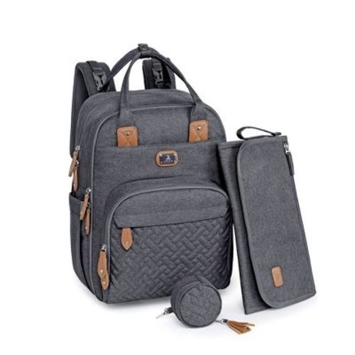 Dikaslon Diaper Bag Backpack With Portable Changing Pad, Pacifier Case And Stroller Straps, Brown