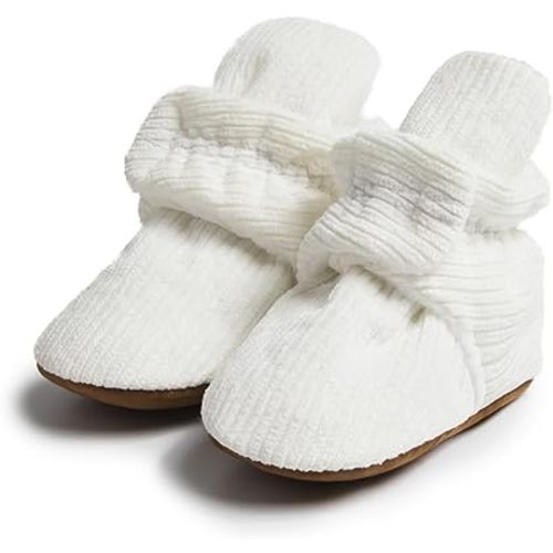 HsdsBebe Unisex Newborn Baby Cotton Booties Non-Slip Sole for Toddler Boys Girls Infant Winter Warm Fleece Cozy Socks Shoes