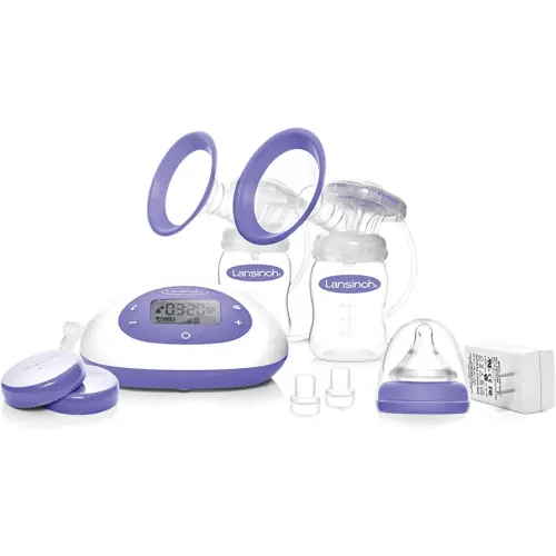 Lansinoh Signature Pro Double Electric Breast Pump, Portable , 3 Power Options, LCD Display, Includes Breast Pump Bag, 25mm Breast Pump Flanges and 2 Lansinoh Baby Bottles