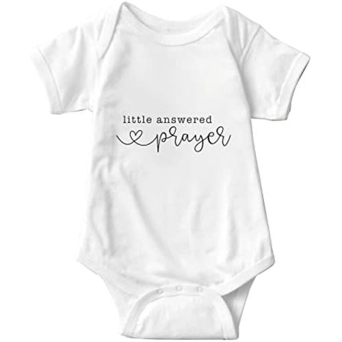 Little Answered Prayer Infant Reveal Ideas Pregnancy Baby Announcement Bodysuit Girl And Boy 0-12M