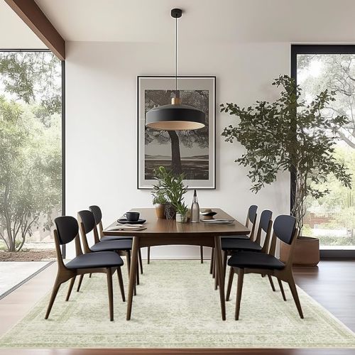 Nursery Rug Area Rugs Floral Print Sage Green Light Green 6x9